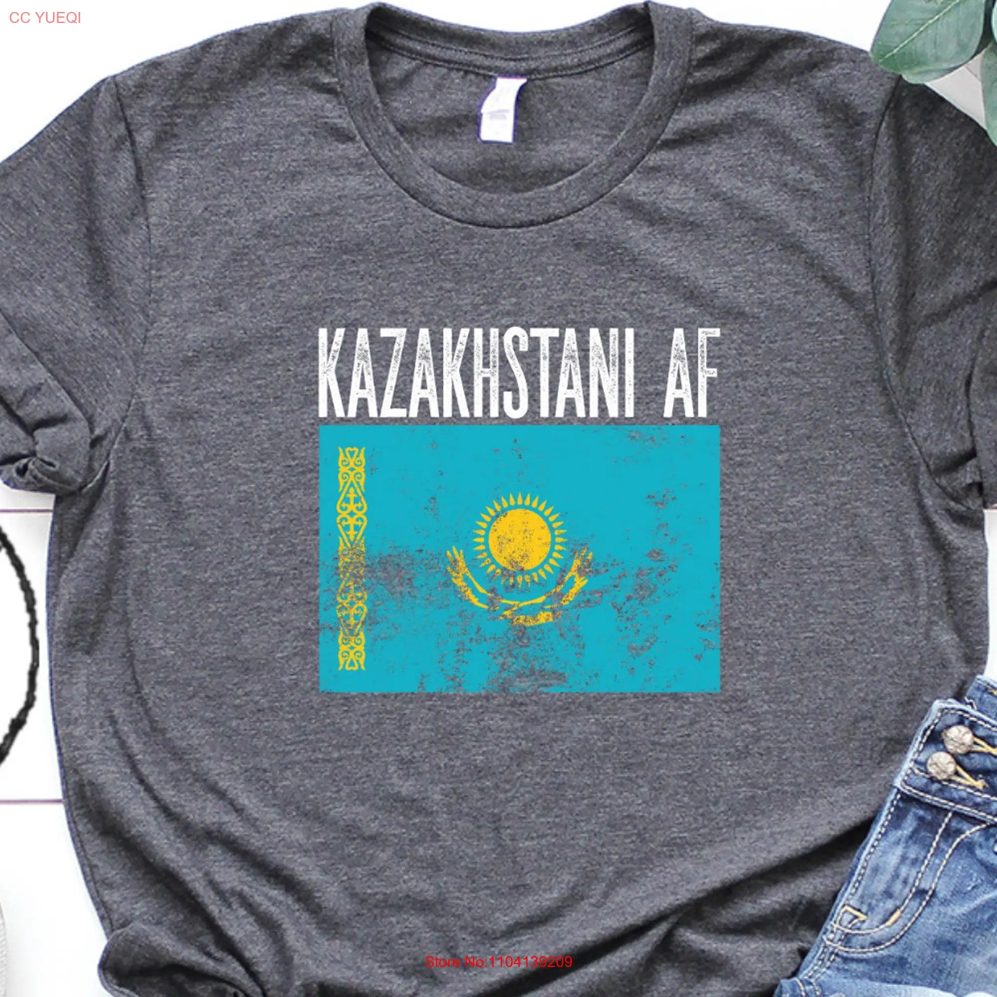 Vintage Style Kazakhstan Kazakhstani Pride Flag T Shirt Funny Birthday s for Men and Women long or short sleeves