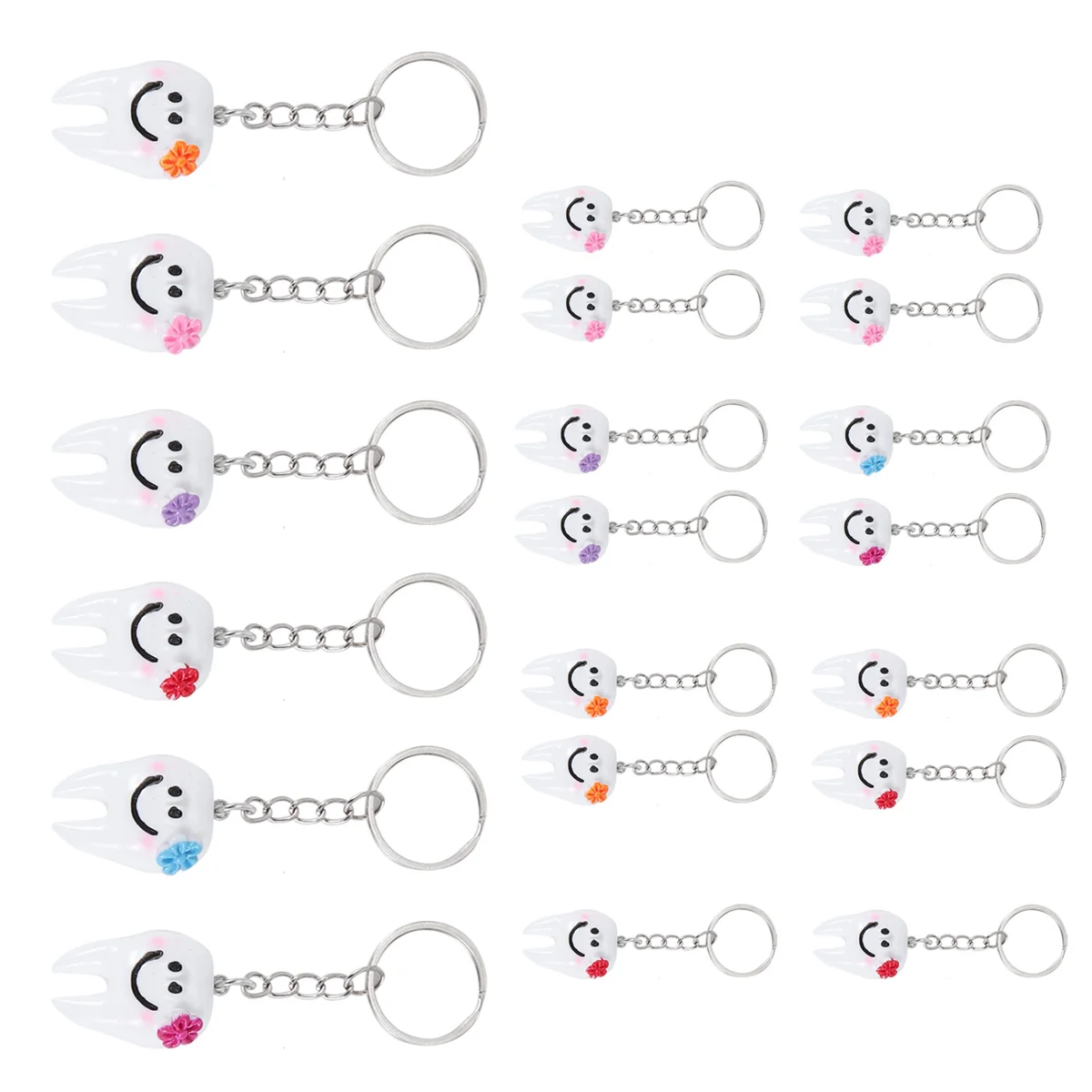 ABNP 20개 키체인 열쇠 고리 교수형 치아 모양 귀여운 치과 선물