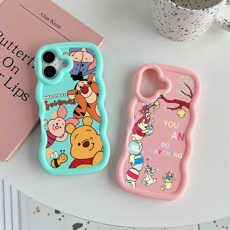 

Disney Winnie the Pooh Cover Apple For iPhone 16 15 14 13 12 11 XS XR 9 7 6 Pro Max Plus Wave Macaron Soft Phone Case