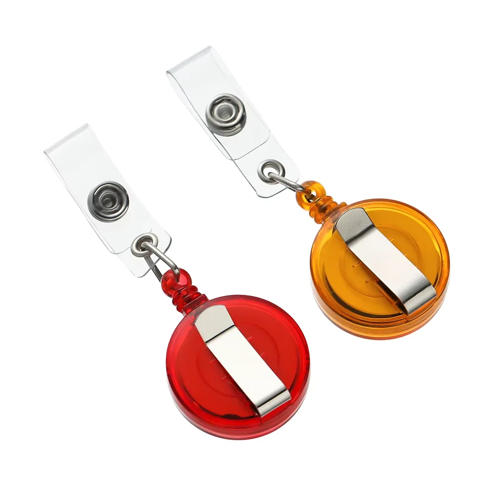 Retractable 60cm Steel Cord Key Reel Badge Holder Keychain With Clip Five Claw Ring Wire Rope Random Color