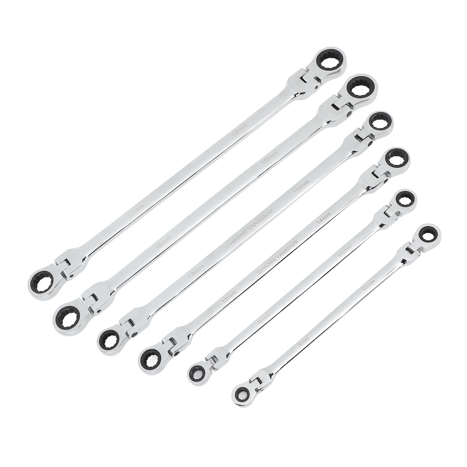 

Набор ключей с храповым механизмом с гибкой головкой, 6 шт., метрическая сталь CRV 8–19 мм, двунаправленная быстрая трещотка