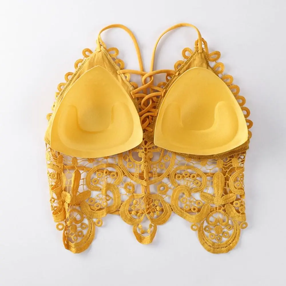 سترة حلوة على الطراز البوهيمي قميص قصير بدون أكمام ملابس بحر عميقة على شكل حرف V حمالة صدر قصيرة ملابس داخلية مفرغة لقضاء العطلات النسائية