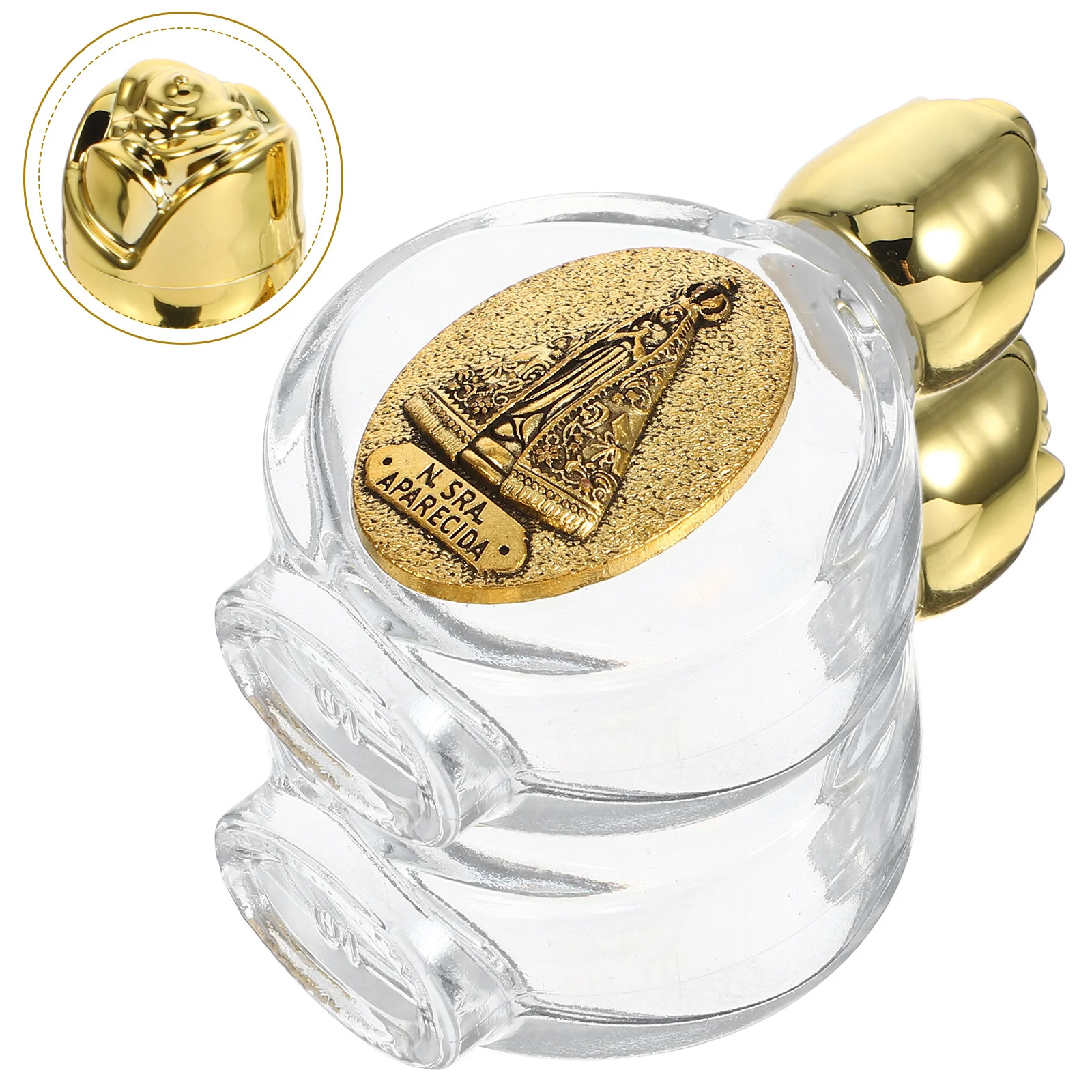 

2Pcs Embossed Holy Water Bottles Transparent Portable Glass Small Refillable Bottles for Church Festival Travel