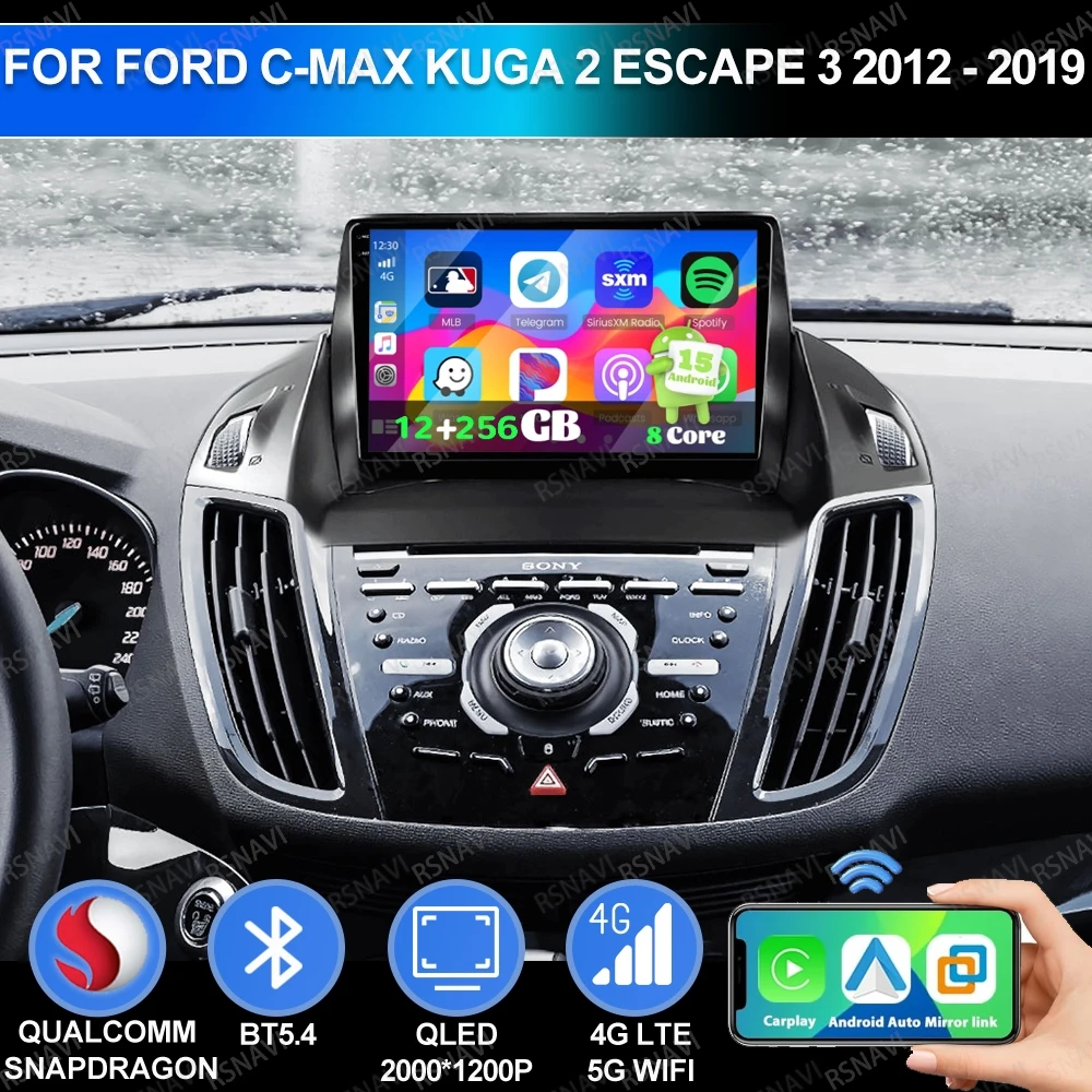 

Android 15 для Ford C-MAX Kuga 2 Escape 3 2012-2019 стерео авторадио DSP GPS мультимедийная навигация BT головное устройство Viedo плеер
