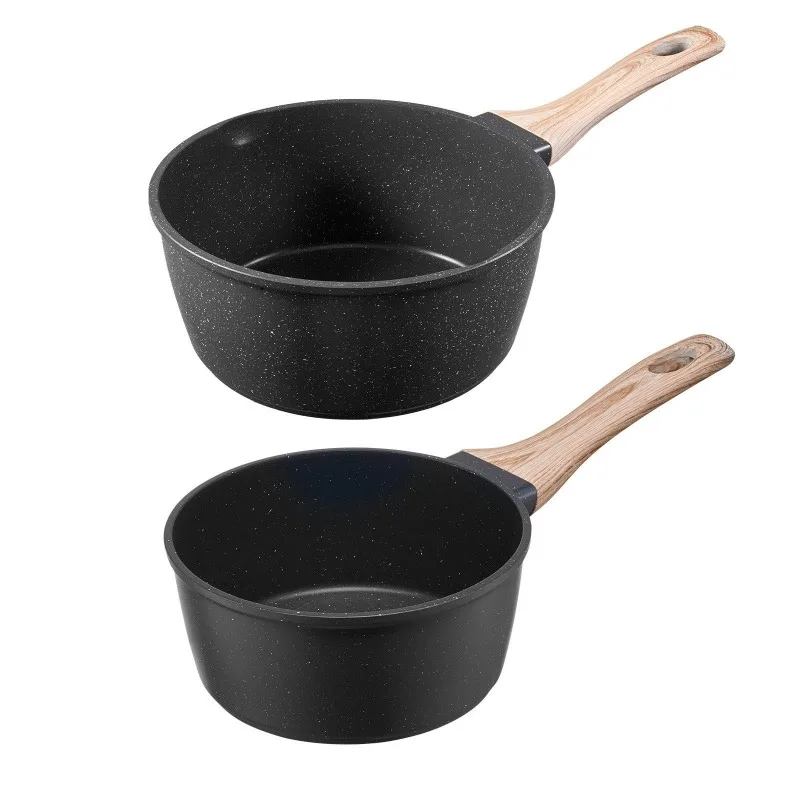 

Saucepan Set Nonstick With Glass Lids Multipurpose Cooking Sauce Pots Detachable Handles Induction Compatible Black Kitchen