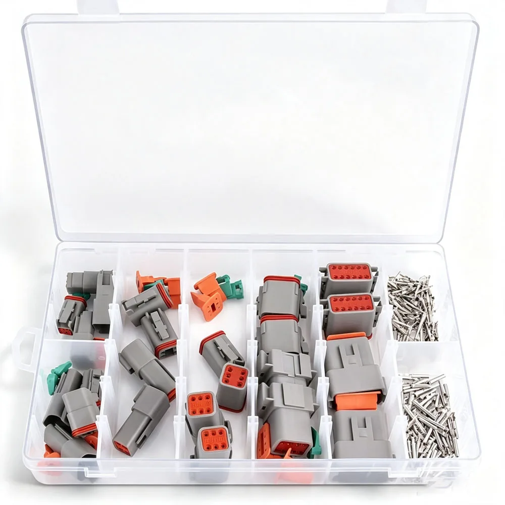 188PCS (12 Sets) Deutsch DT Connector Kit, 2 3 4 6 8 12 Pin Automotive Waterproof Connectors with Size 16 Solid Contacts for Car