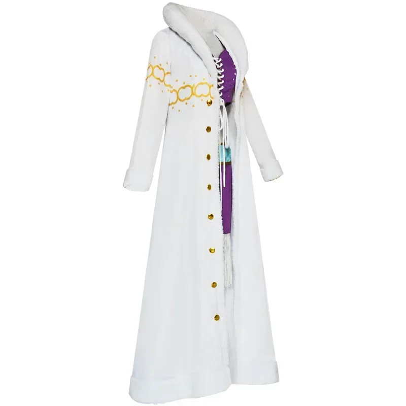 One Nico Robin Costume Cosplay Lungo Collo di Pelliccia Cappotto Abito Abiti Pezzo Vestito di Carnevale di Halloween per Ragazze MN1