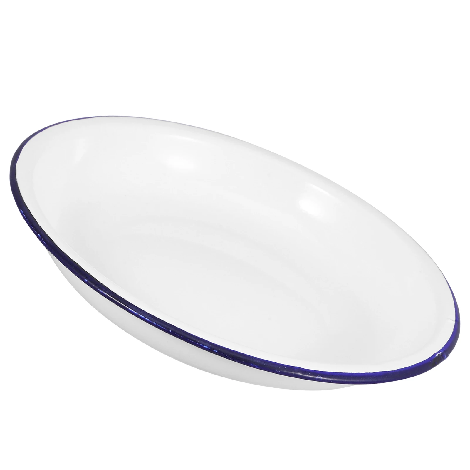 

Enamel Plate Deep Dinner Bowls Large Vintage Enamelware Basin Retro Salad Snack Plates Porcelain Set Easy Clean Kitchen