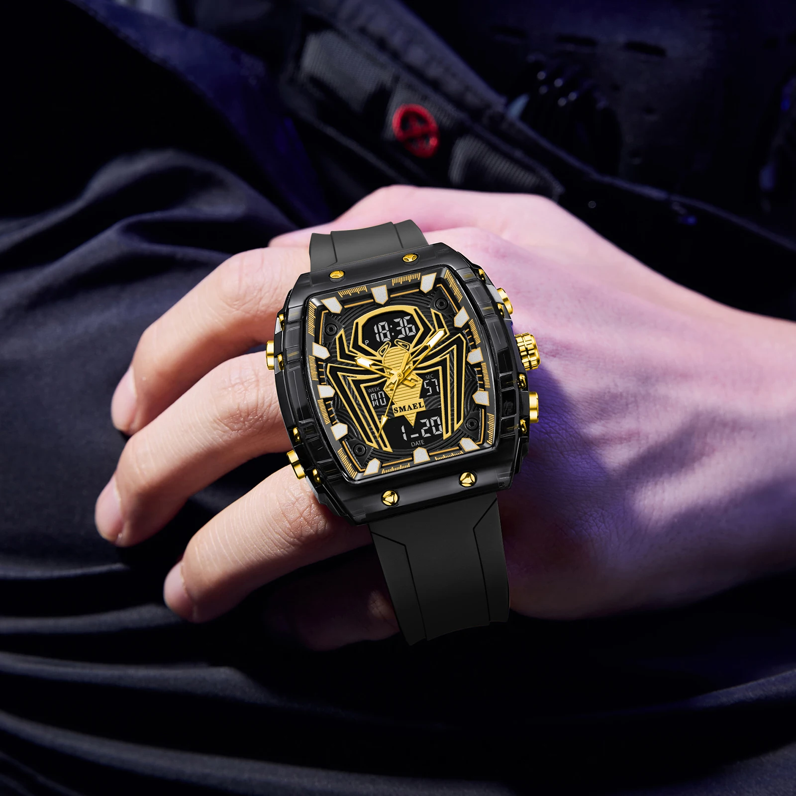 

2025 Fashion Men Watches Rectangle Sport Watches Digital 8116 Dual Time Watches 50m Waterproof Electronic Men's Wrist Watches