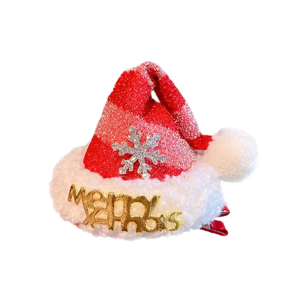 Fashion Star Christmas Hair Clip Elk Plush Ball Santa Claus Duckbill Clip Korean Style Shiny Christmas Hat Hairpin Daily