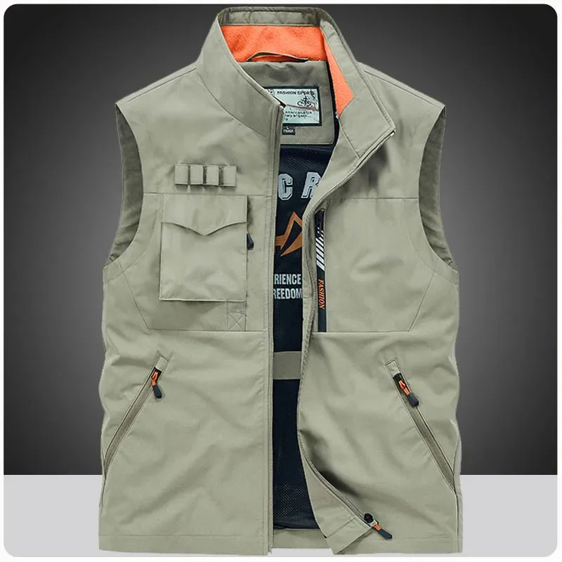 Men Summer Outdoor Work Safari Fishing Travel Photo Hiking Vest with Pockets Gym Jogging Running Sport Sleeveless Mesh Waistcoat