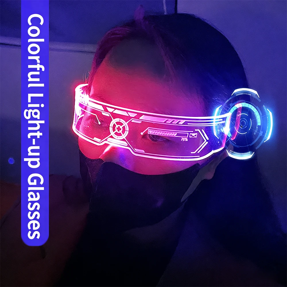 7 ألوان متوهجة مضيئة LED نظارات وامضة ضوء الاكريليك ضوء النيون نظارات الحفلات Cyberpunk مستقبلية لزينة النادي