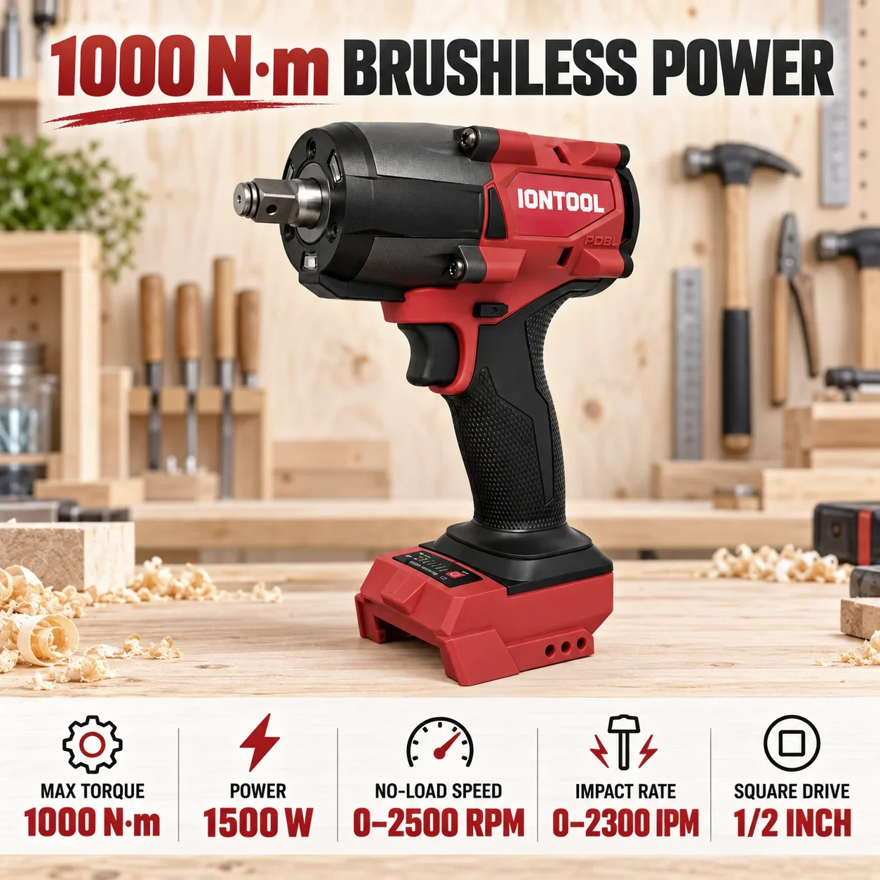 IONTOOL High Torque 1000N.m Brushless Cordless Impact Wrench for Truck Tire Change Fleet Maintenance Heavy Duty power tools
