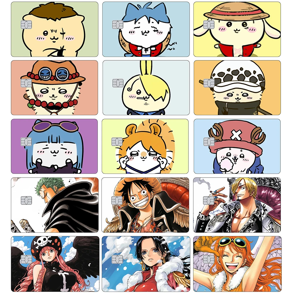 قبعة القش القراصنة لوفي بطاقة الائتمان الجلد لطيف أنيمي ملصقات متوافقة مع بطاقات البنك VISA JCB MasterCard وبطاقات IC الأخرى