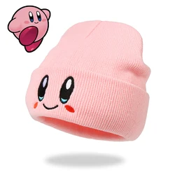 Kawaii Anime Kirby Hat Cute Face Eyes Cosplay Keep Warm Knitted Hat Unisex Adult Kids Cap Hip Hop Autumn Winter Gift