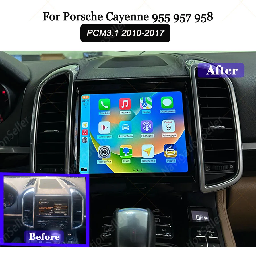 Android Screen For Porsche Cayenne Apple Carplay Upgrade Aftermarket Radio Stereo Navigation Multimedia Player Bluetooth RDS