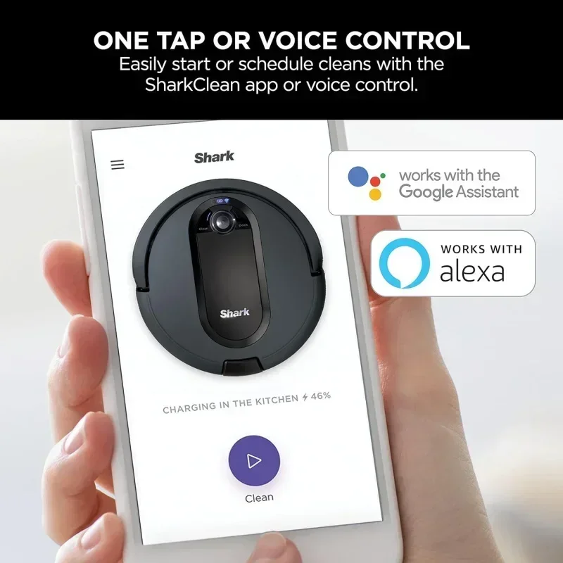 D2BShark RV912S EZ Robot Vacuum with Self-Empty Base,Bagless,Row-by-Row Cleaning,Perfect for Pet Hair,Compatible with Alexa,Wi