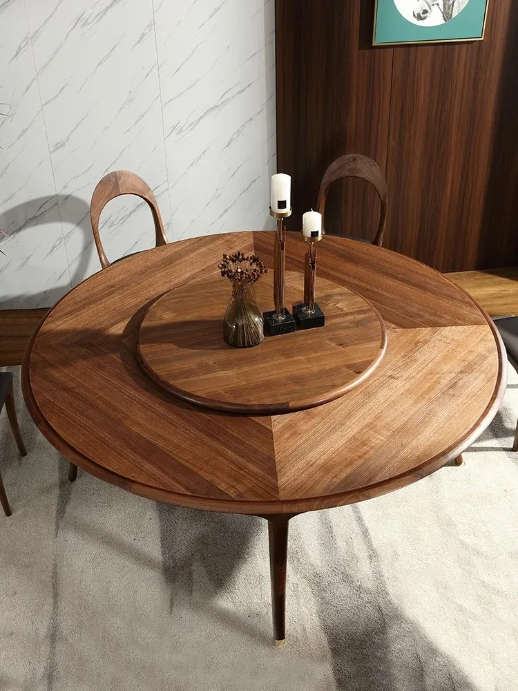 

Североамериканский круглый стол из массива черного ореха и стул, обеденный стол, итальянский скандинавский стиль