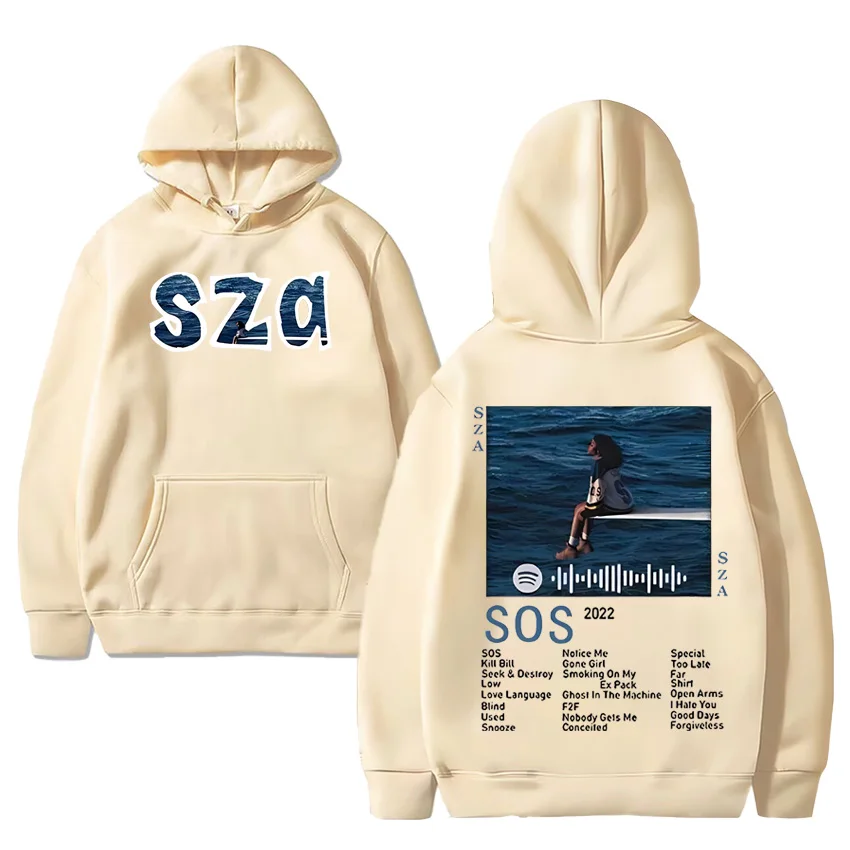 SZA Fashion Graphics Hoodie Men Women ' s Vintage Oversized Pullover streetwear Long sleeve Unisex Fleece Hooded Sweatshirt