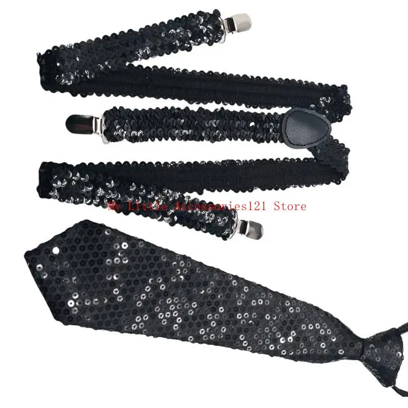 Elastic Y Back подтяжки для мужчин с галстуками, блестящими блестящими галстуками для формирования для формального события и