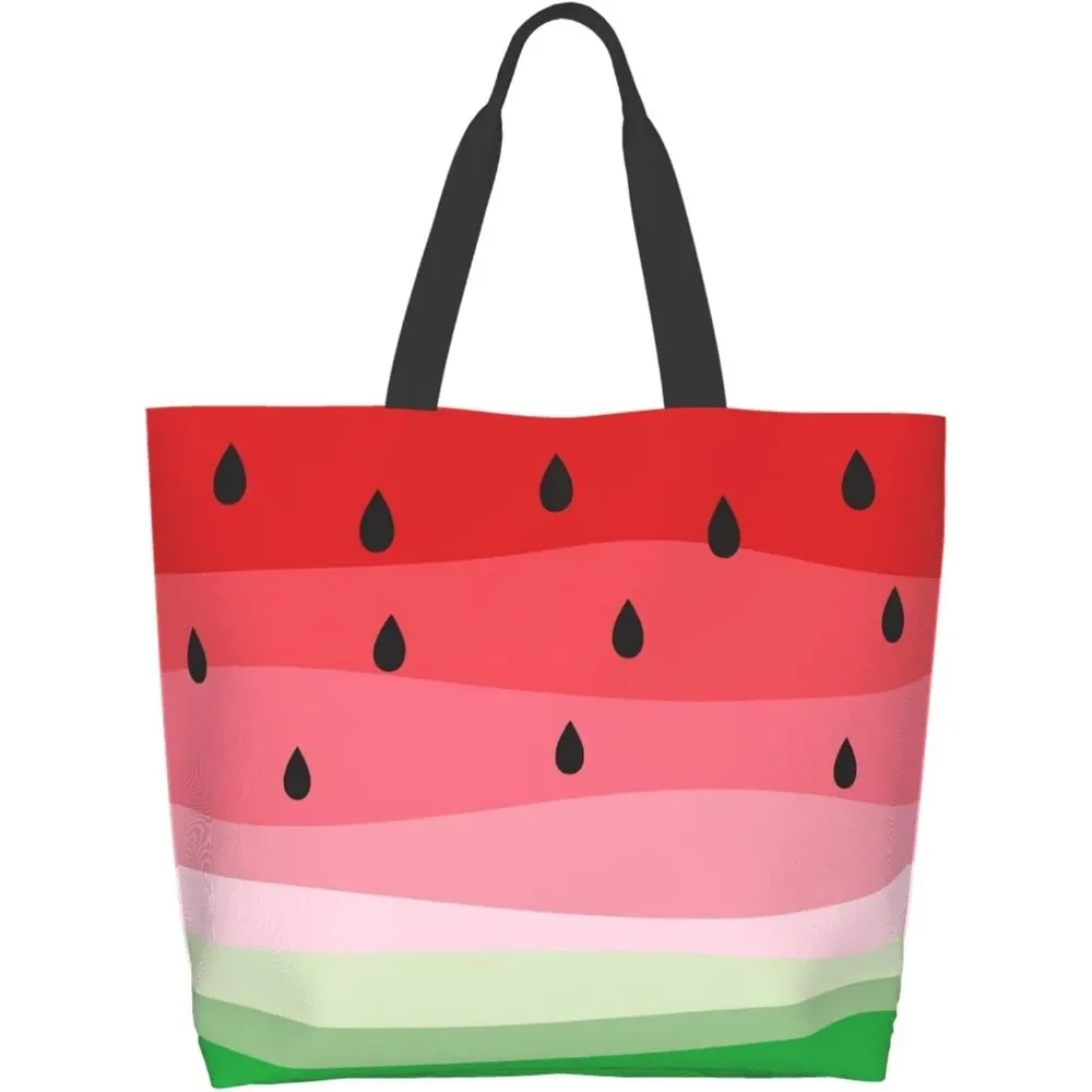 Watermelon Canvas Tote Bag Large Women Casual Shoulder Bag Handbag Reusable Multipurpose Shopping Grocery Bag for Outdoors…