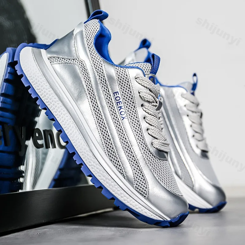 

2025 Spring New Casual Shoes Men's Mesh Breathable Comfortable Thick Soled Shoes Fashion Trend Height Increasing Chunky sneakers