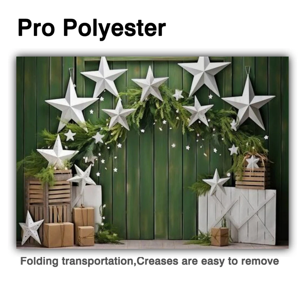 Allenjoy Green Wooden Christmas Photography Backdrop Wood Box White Star Xams Portraits Photo Booth Background