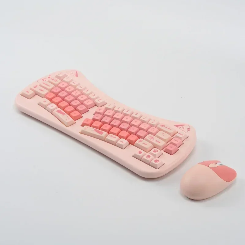 68 key Cat Ear  Mechanical Keyboard Kit Acrylic Stacking  Custom Colorful Cute Girl Wireless Office Gaming Keyboard Mouse