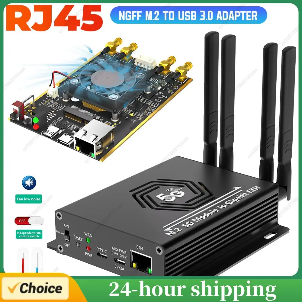 

RJ45 NGFF M.2 To USB 3.0 Adapter 4 Antenna Aluminum Alloy Wireless Card Riser Converter Module for SIM/Micro SIM/Nano 4G 5G LTE