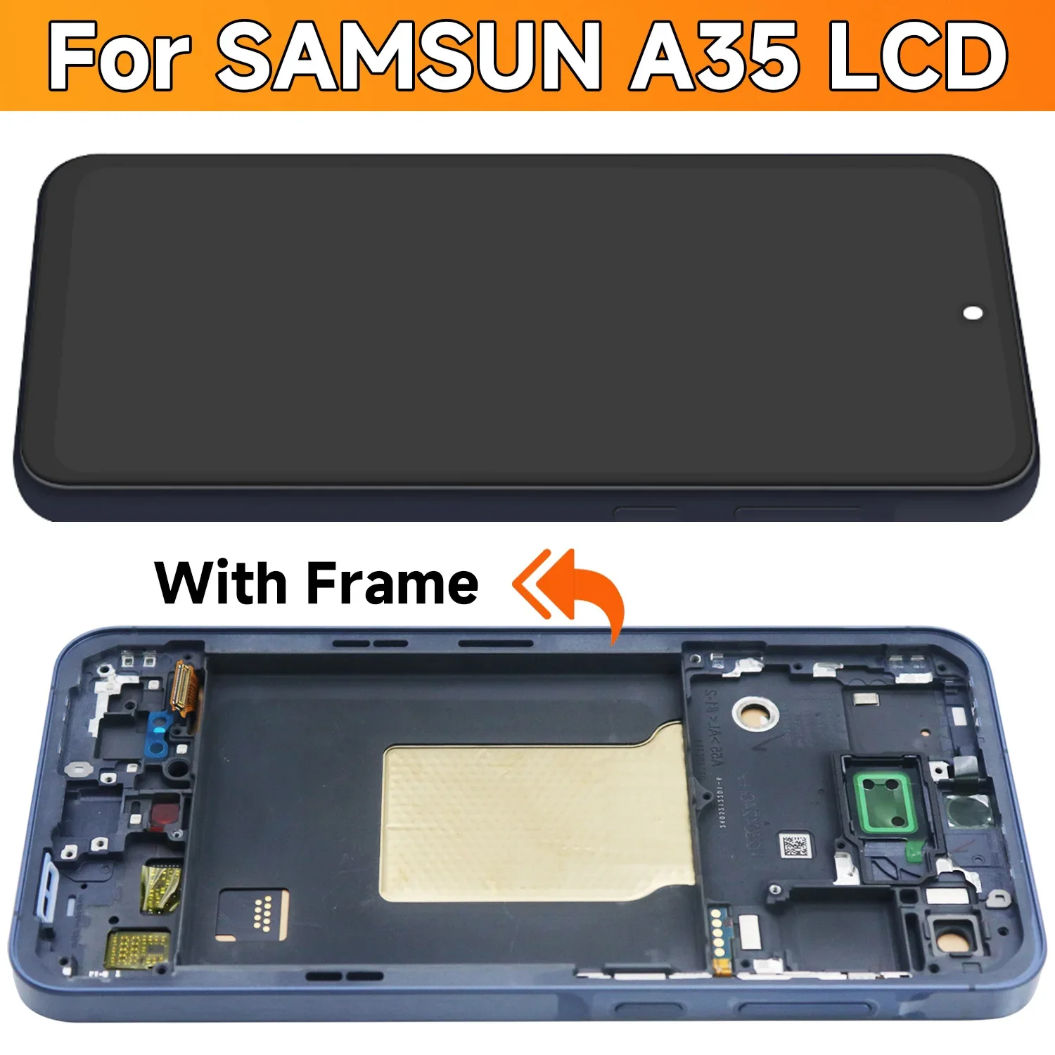 AMOLED For Samsung A35 A356B A356E A356U LCD Display Touch Screen with Frame, For Samsung A35 5G LCD