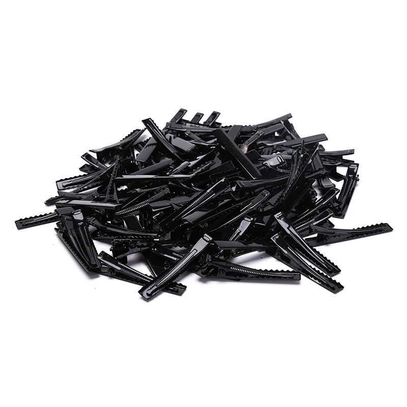 Preto Único Prong Jacaré Hairpin, Em Branco Ajuste Clipes De Cabelo, 100 Pcs