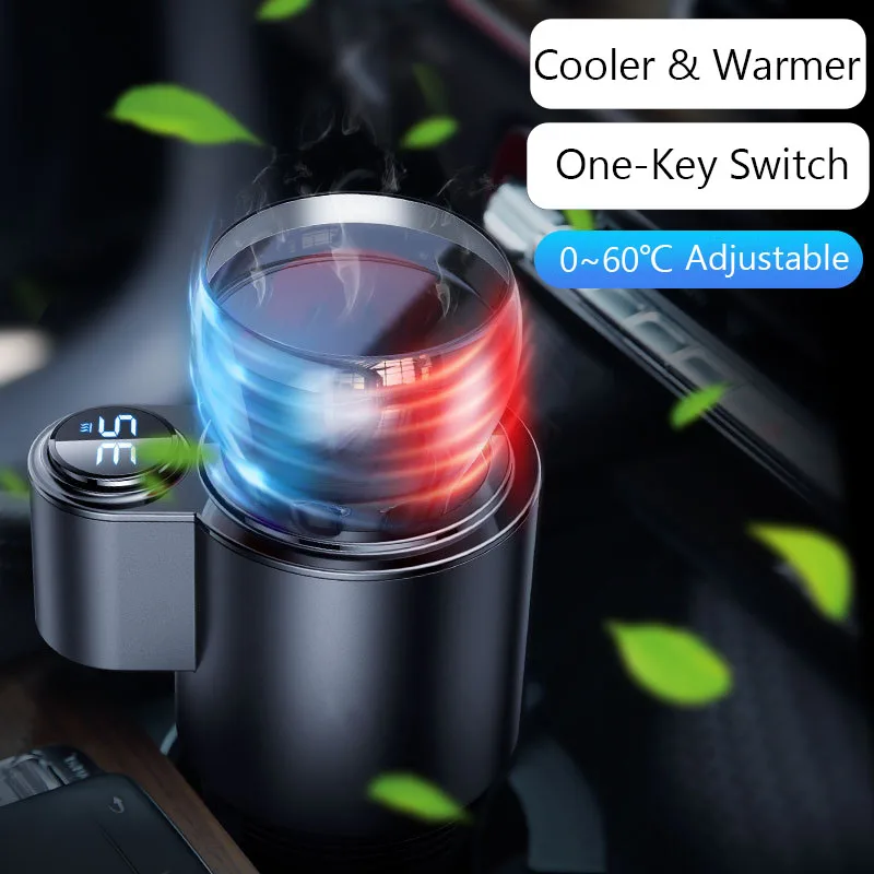 12V Car Heating Cup Smart Touch LCD Display Thermos Water Bottle Electric Refrigeration Cooler for Cola Drink Beer Milk Coffee