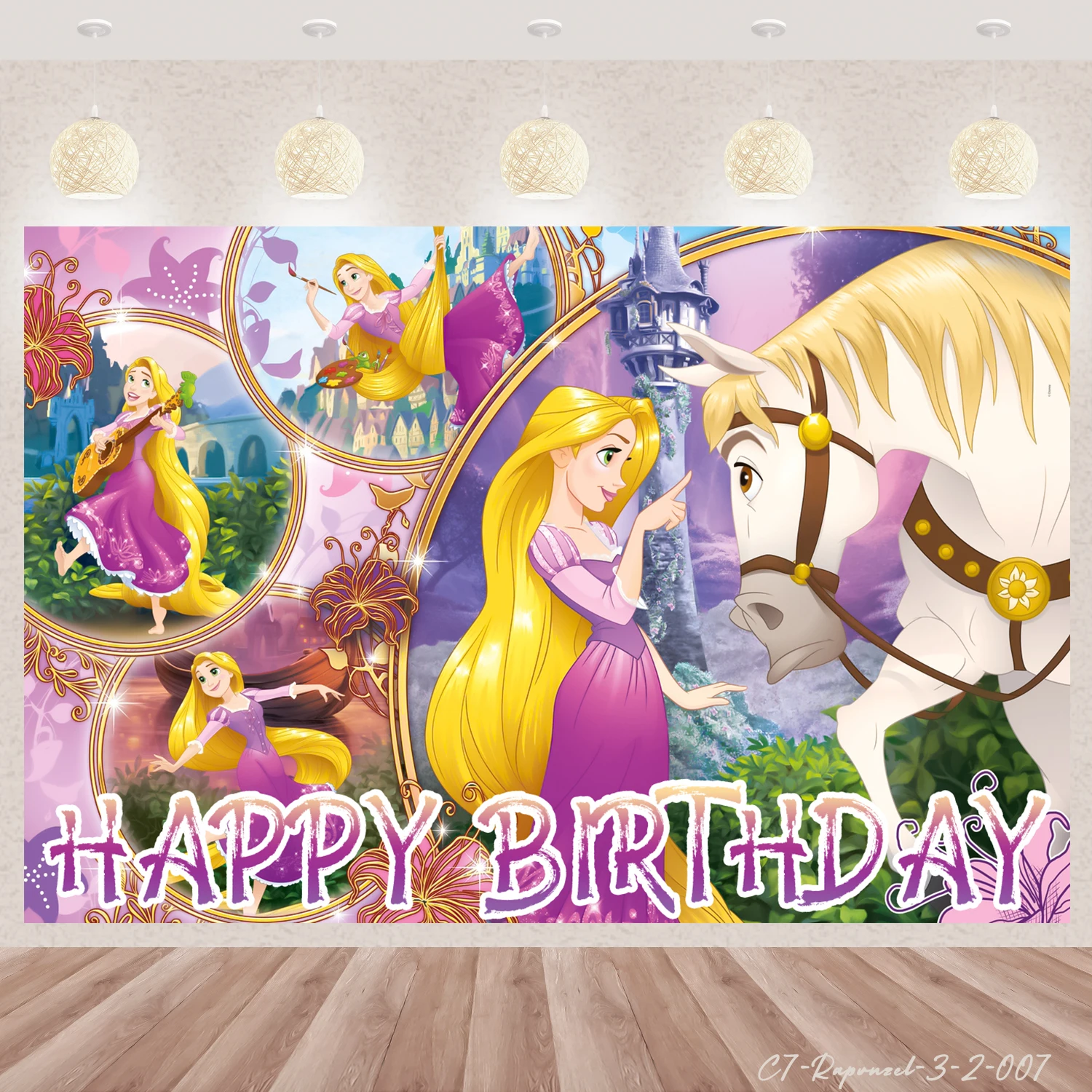 Tangled Rapunzel Princess Birthday Party Vinyl Personalized Customization Background Baby Shower Photography Decor Supplies