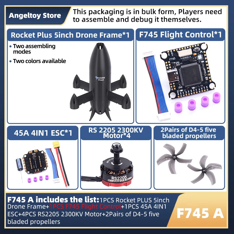 Rocket PLUS 5inch FPV Drone Frame Kit Carbon Fiber Racing Quadcopter Freestyle INAV Beatflight F722 Ardupilot Flight Control