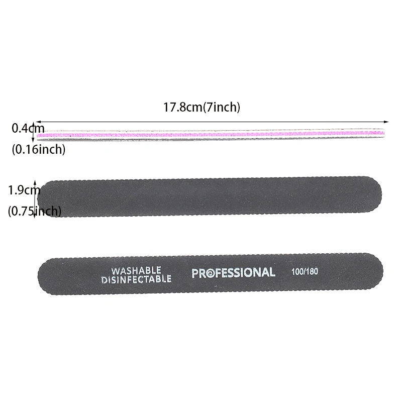 5pcs Nail File 100/180 Black Wear Resist Sandpaper Professional Nail Files Pedicure Manicure Polishing Tools