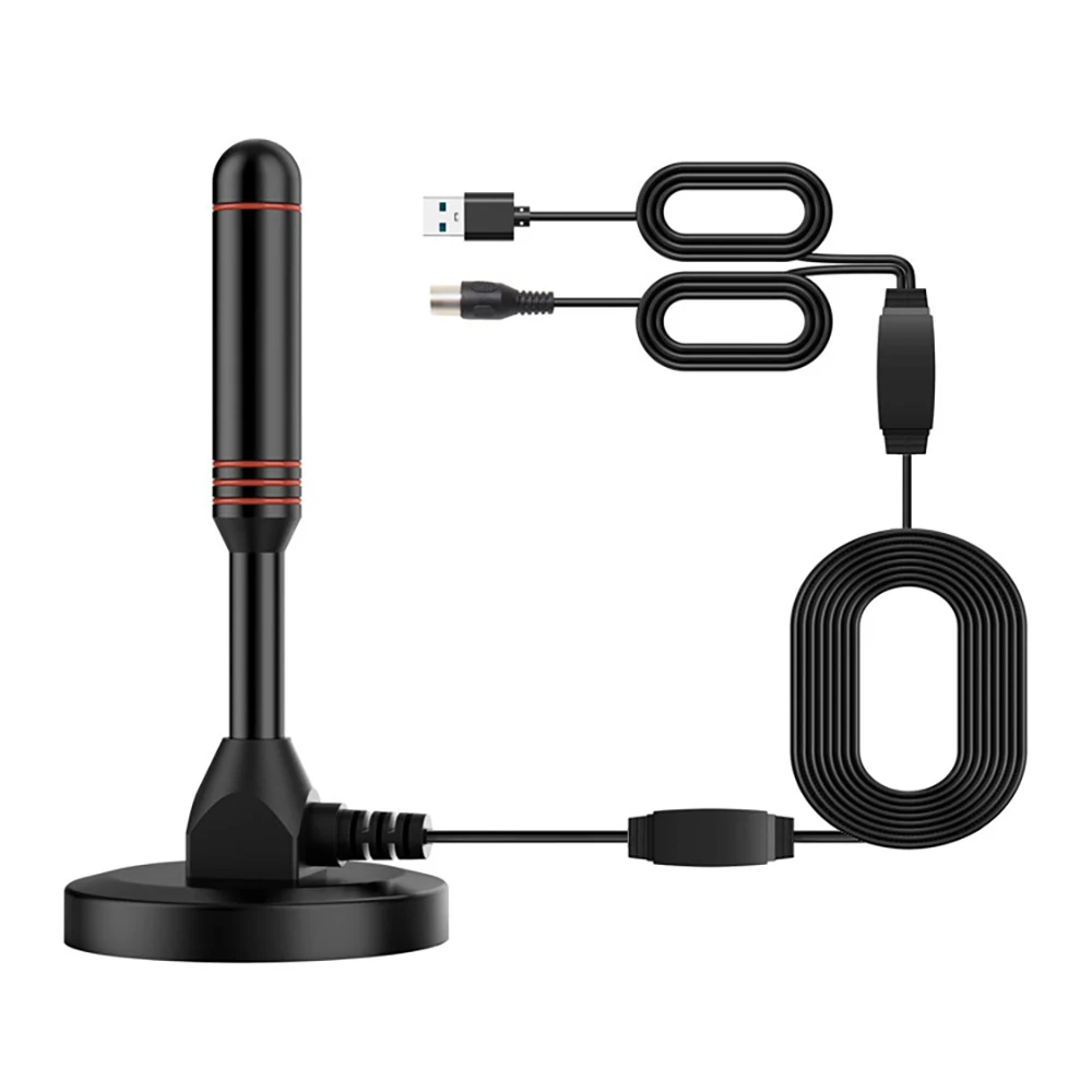 HD TV Antenna Indoor Outdoor Aerial Set 200 Miles Amplified Digital Antenna for TV Receiver DVB-T2 VHF/UHF with Magnetic Base