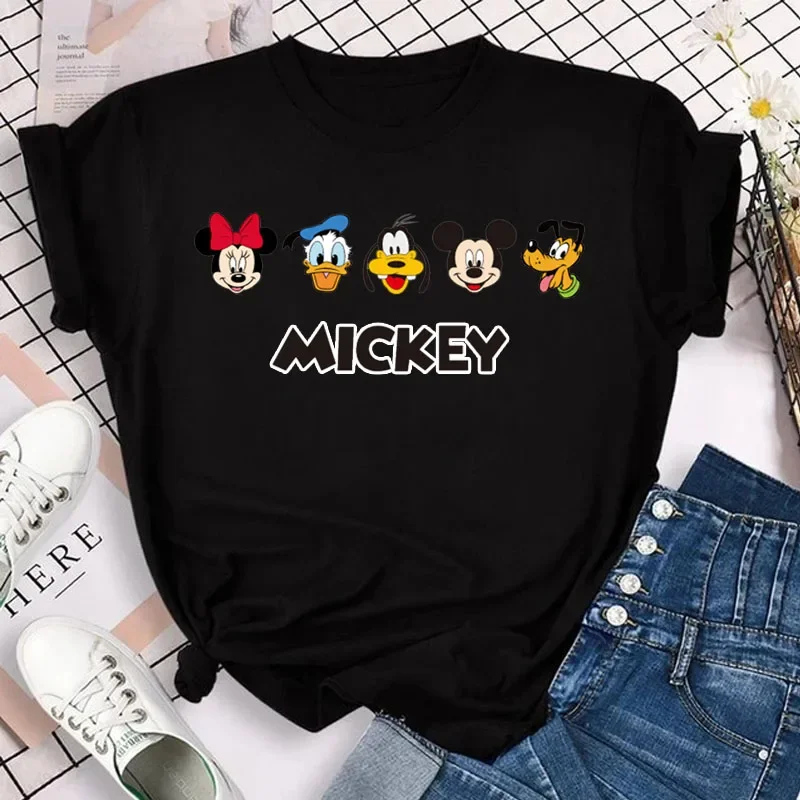 Mickey Mouse Printed T-shirt Men Women Cartoon Fashion Graphic Short Sleeve T Shirt Female Kawaii Streetwear Y2k Clothes Tops