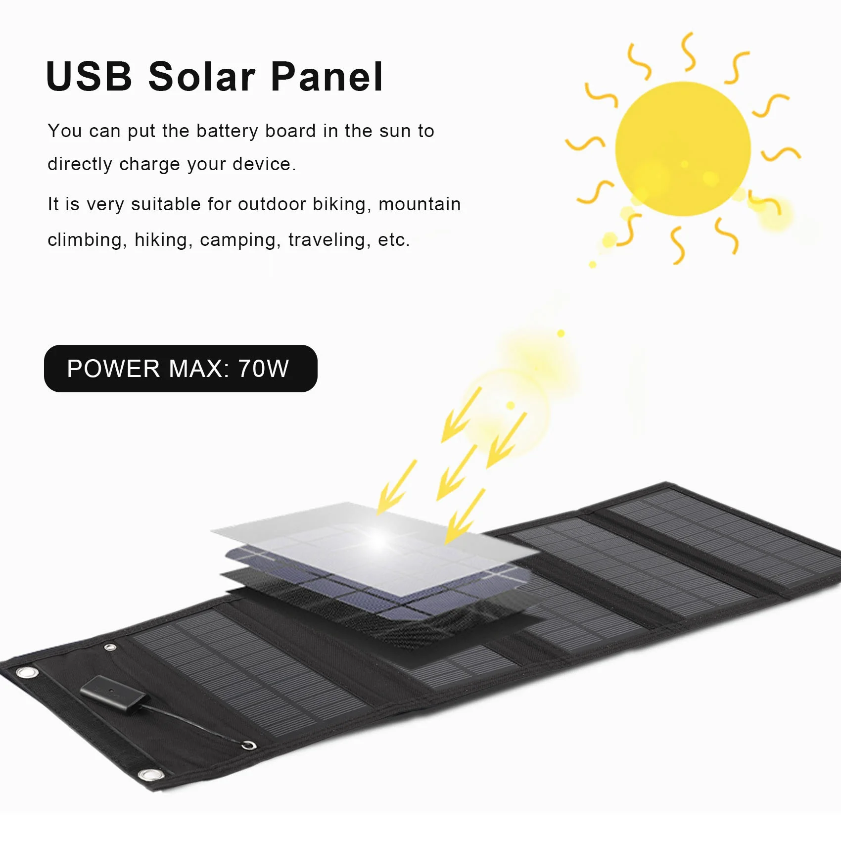 

Складная солнечная панель N84R 12W с USB-портом, портативная, водонепроницаемая, для зарядки мобильных устройств на открытом воздухе