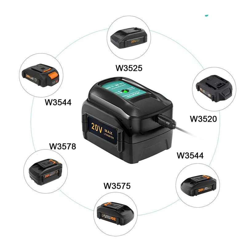 

Безопасное зарядное устройство для Worx WA3875 20 В 18 В, литий-ионный аккумулятор, зарядное устройство 2 А для Worx WA3520 WA3525 WA3578 WA3575 WA3742 Высокое качество