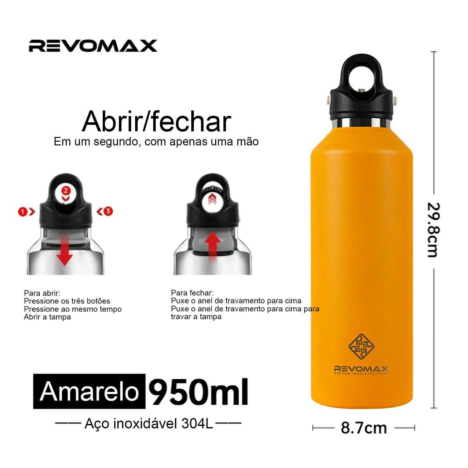 Revomax Large Capacity Portable Vacuum Insulated Stainless Steel Thermal Bottle