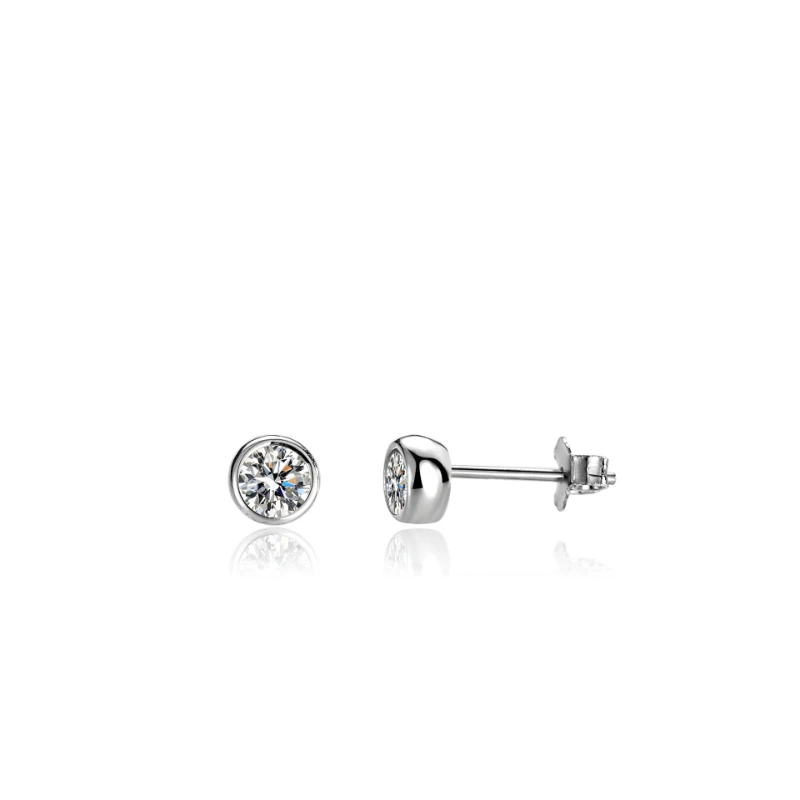 Okrągłe kolczyki sztyfty z diamentem Moissanite 3 mm ze srebra próby 925 Modne zaręczynowe kolczyki ślubne dla kobiet Prezent