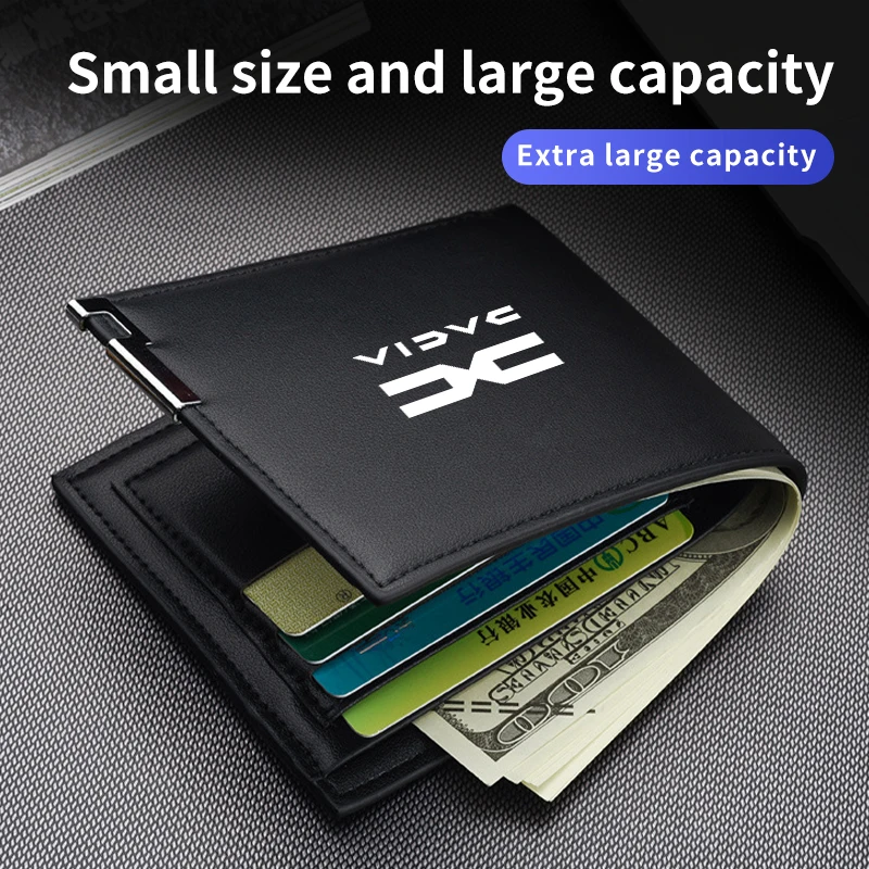 Men Wallet Leather Business Bank Card Coin Purse Card Holder Long Pocket For Dacia Duster Logan Sandero Dokker Spring Electric