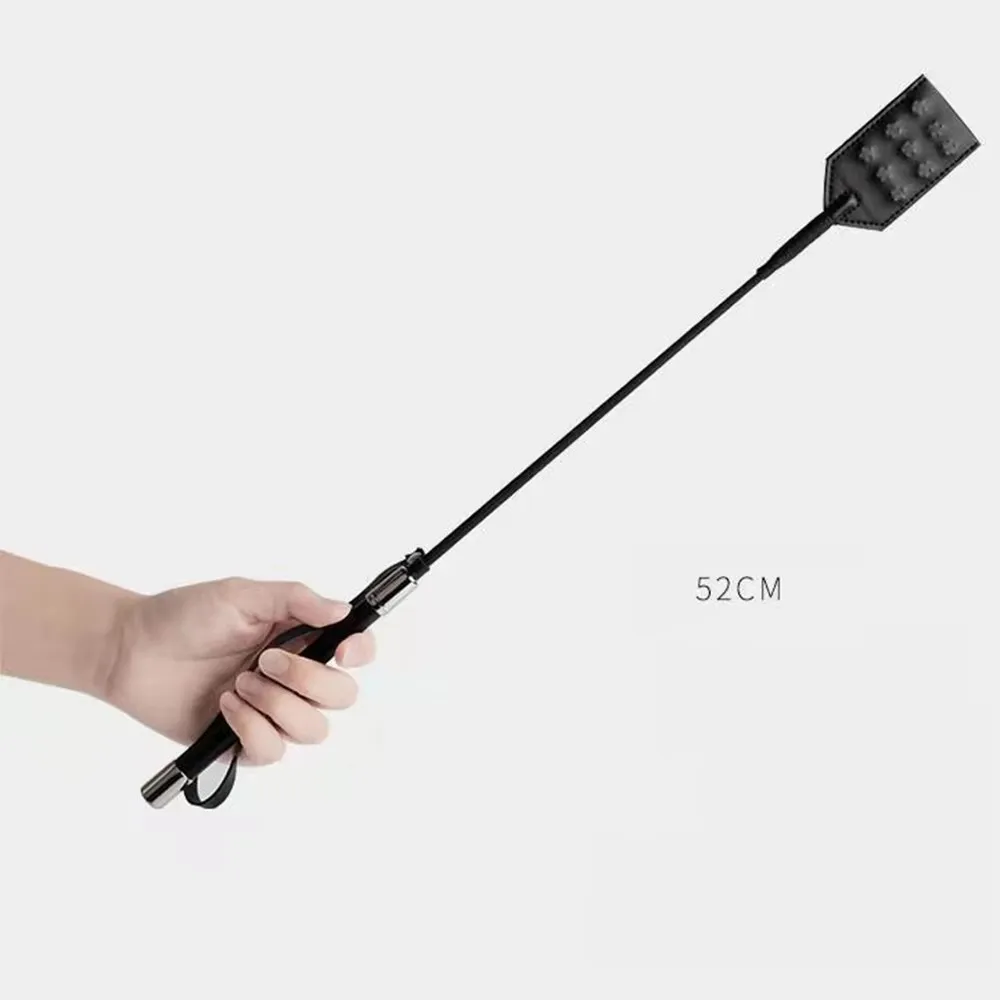 52CM Stainless Steel Spikes Spanking Paddle – PU Leather Slapper Whip for Horse Training, Equestrian Crop
