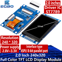 ‌2.0 Inch 240x320 Full Color TFT LCD Display Module with ST7789 Controller, SPI/Parallel Interface for arduino EGBO