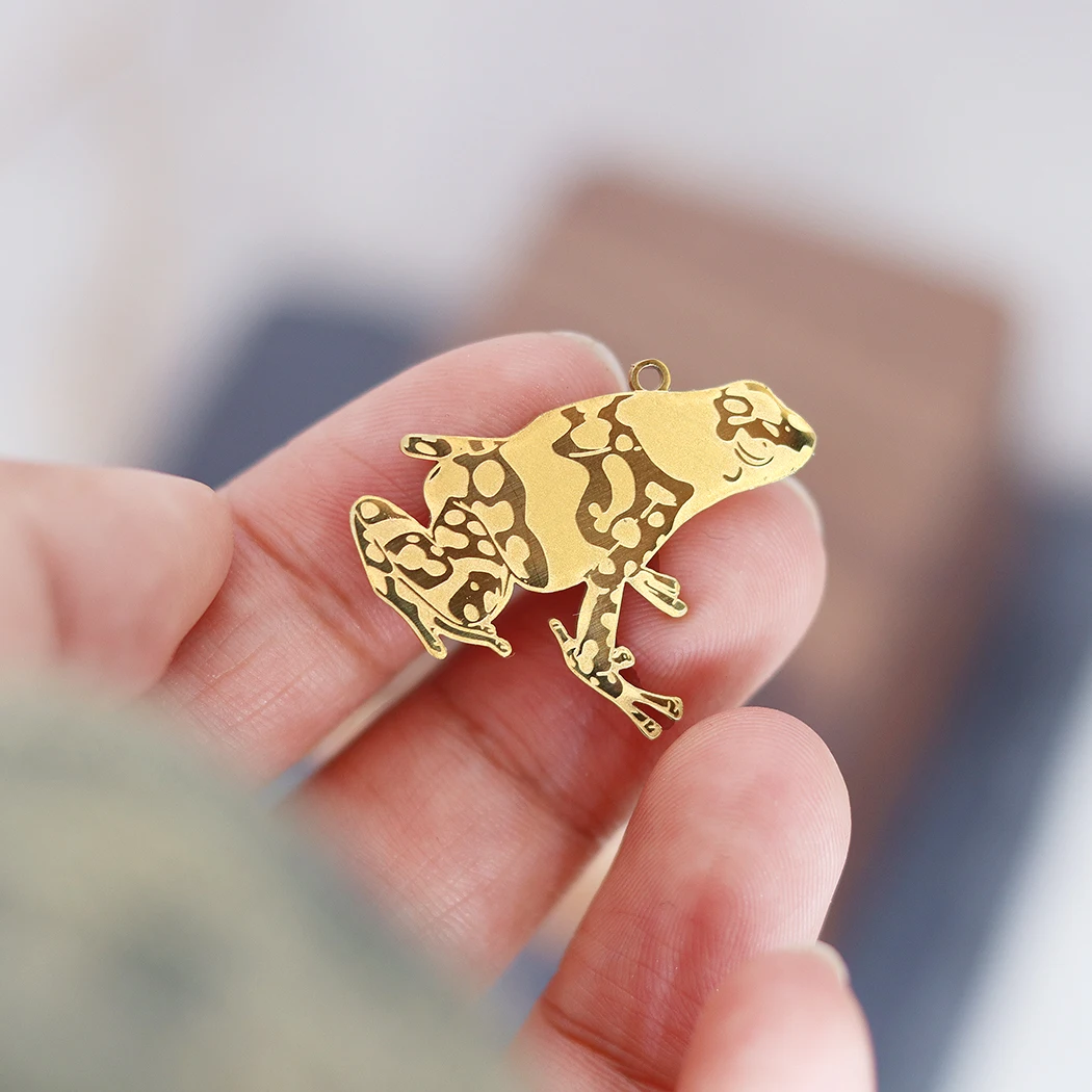 2pcs Dart Frog Charm for Jewelry Making Stainless Steel Necklace Pendant Diy Craft Supplies Accessories