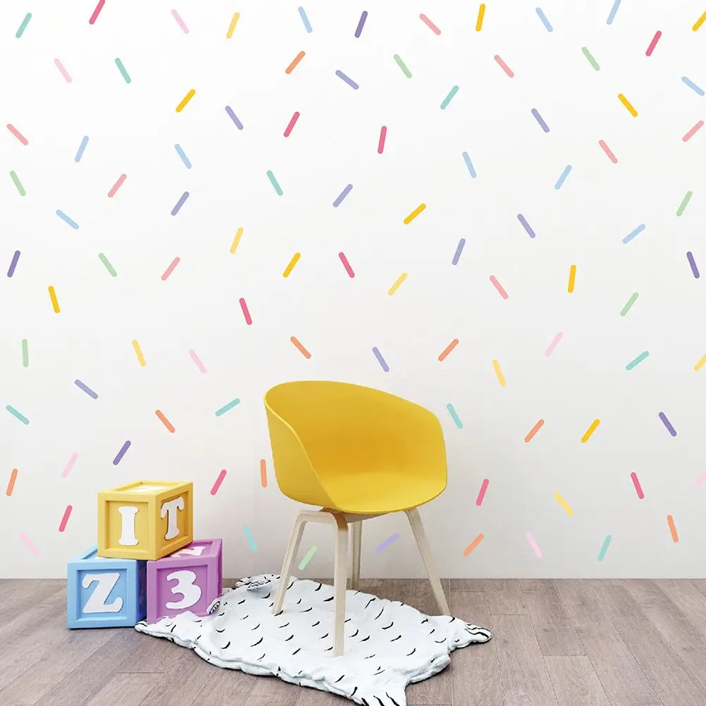 

Colorful Wall PVC Kids Room Decor Cartoon Stripes Sprinkles Art Kit 'S Room Wall Stickers Window Stickers
