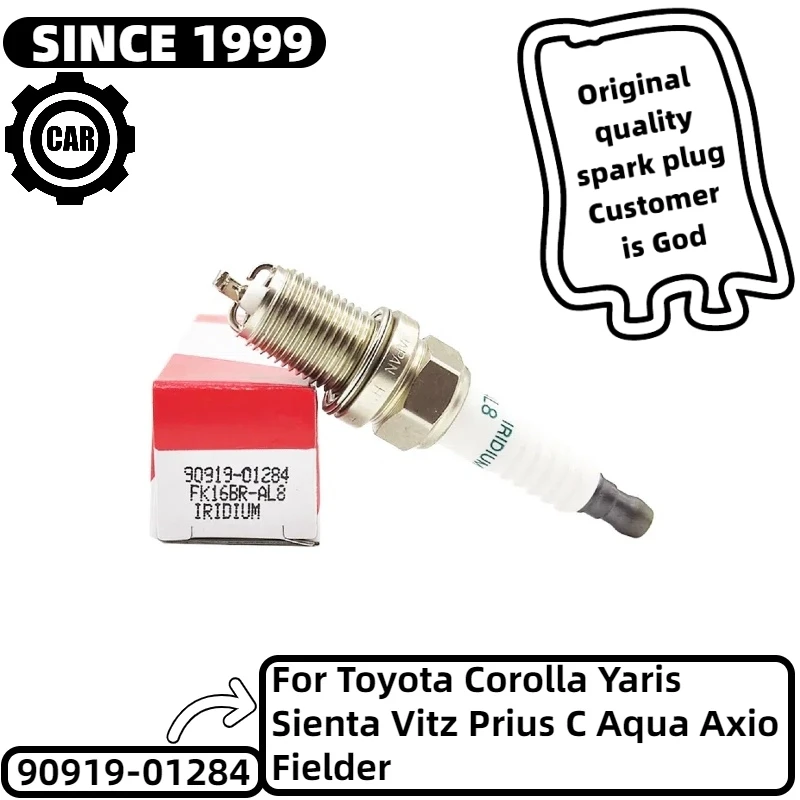 

4pcs 90919-01284 Dual Iridium Spark Plug For Toyota Corolla Yaris Sienta Vitz Prius C Aqua Axio Fielder FK16BR-AL8 Candles