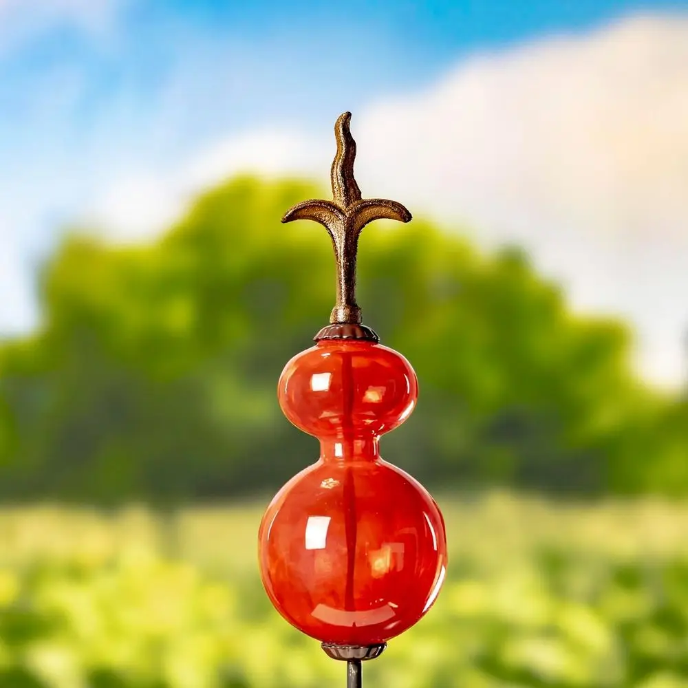 Set of 6 Decorative Glass Garden Stakes with Cast Iron Finials - view 4