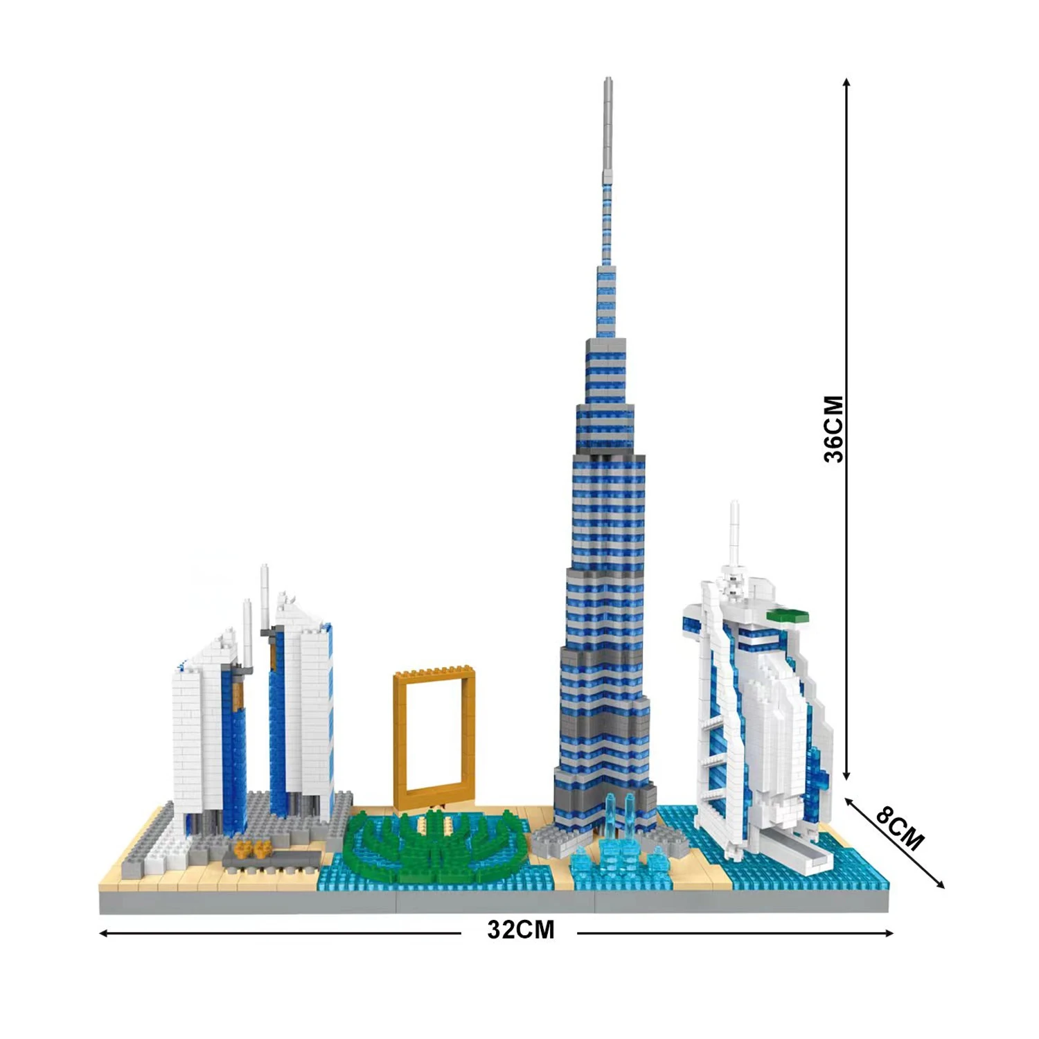 Creative Dubai United Arab Emirates Skyline Architecture Micro Diamond Block UAE Landmark Building Bricks Construction Toy view 3