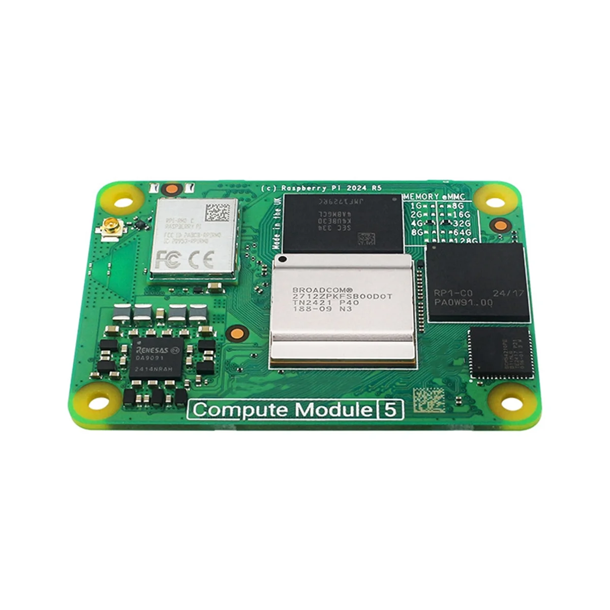 Módulo de cómputo GOB-oFor Raspberry Pi 5 CM5-Quad Core Cortex-A76 @ 2GHz, módulo de cómputo BCM2712 5 Core Board CM 5102016 -EMMC